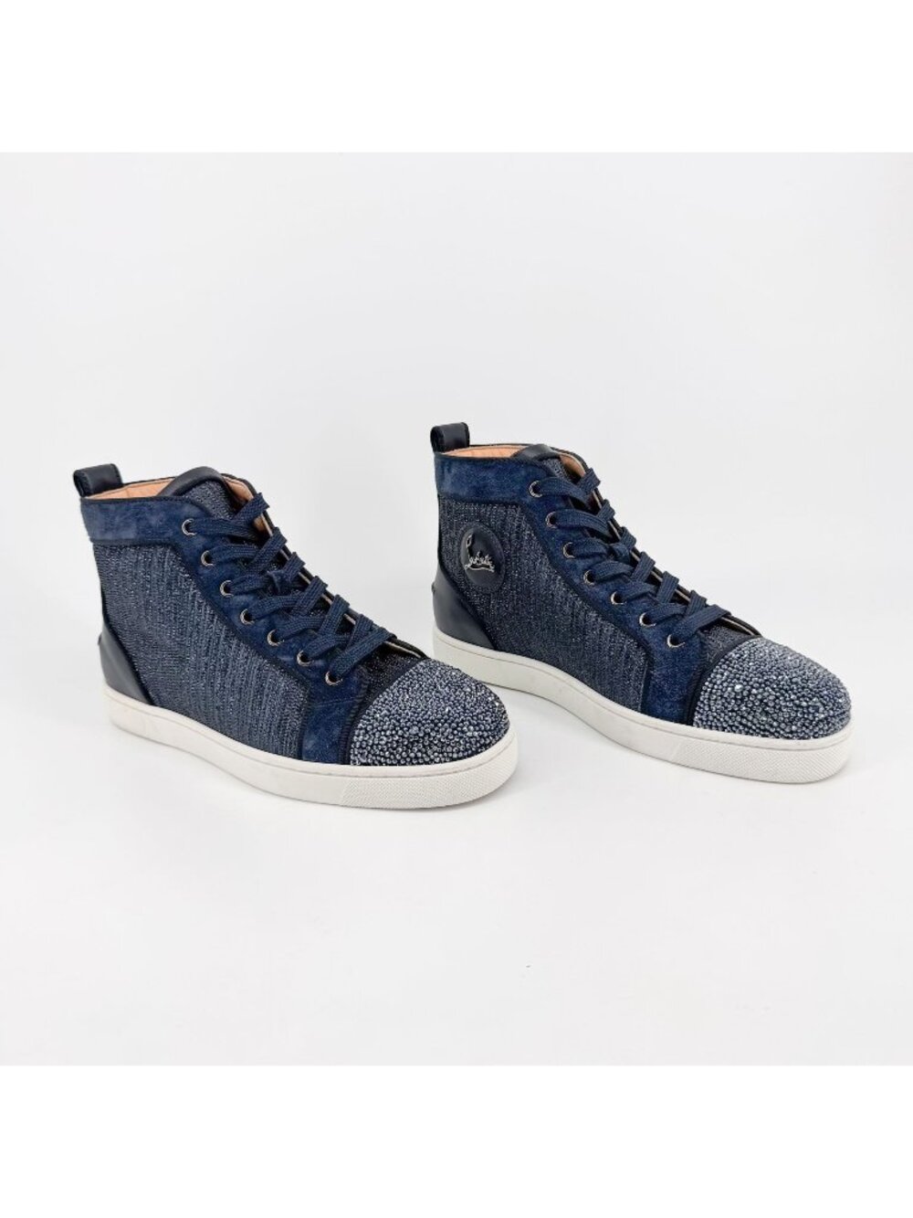 Christian Louboutin Louis Strass Sneaker Size 39 US 9 Navy Blue High Top Crystal